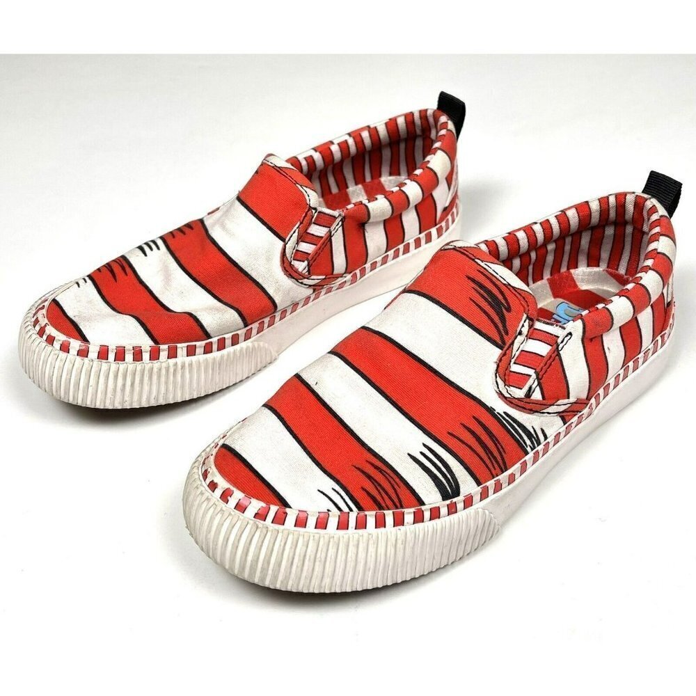 SKECHERS Womens US 5.5 Red/White DR. SEUSS Cat in the Hat Slip-On SNEAKERS EUC